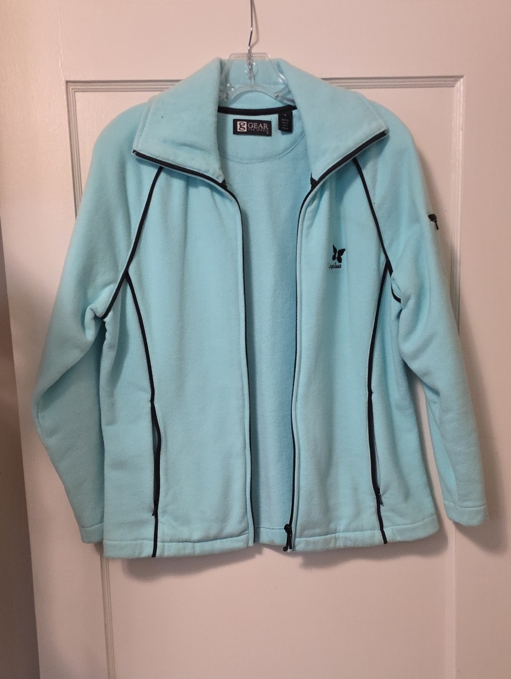 Gear For Sports Women's Light Aqua Fleece Jacket with Black Contrast Piping